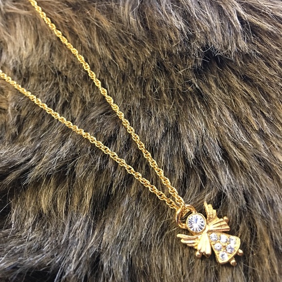 Vintage CAMCO gold tone crystal angel necklace - Picture 6 of 8